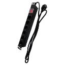 Multiprise rackable avec interrupteur central 6 sorties jusqu'à 250VAC / 16 A max. - Bouton de réinitialisation en cas de surcharge Couleur noir