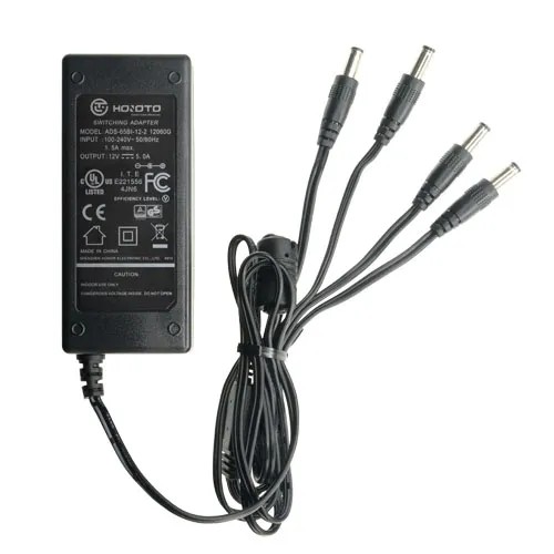 [VDO-DC12V5A] Alimentation AC 100/240 V 4 Sorties DC 12 V 5 A Stabilisé Jack standard 