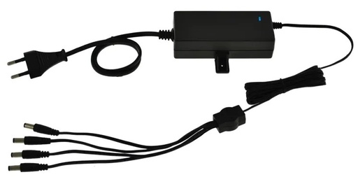 [IZX-PST12034] Alimentation PST bloc table, 4 voies, 230V AC / 12V DC / 3A Câble 2m avec fiche DC, voyant d'état sortie DC OK, triple protection en sortie (court-circuit / surcharge / surtension)
