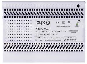 [IZX-PSDX4802.1] Alimentation PSDX rail DIN 7M 230V AC / 48V DC (48-56V) / 2,1A, triple protection en sortie (court-circuit / surcharge / surtension)