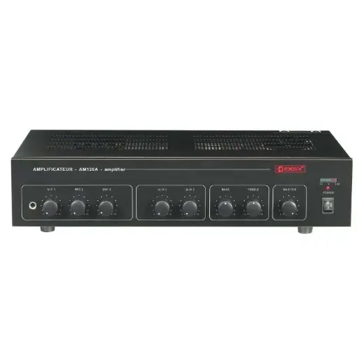[JDM-AM120A] Ampli-préampli 120 Watts - 6 entrées - carillon - 8 Ohms - ligne 25V/70V/100V - 220V-240V/24V