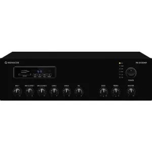 [MON-PA-812DMP] Amplificateur-mélangeur 100 V, 120 W avec lecteur MP3 intégré, tuner FM et Bluetooth. entrée mic XLR 2 entrées mic/ligne Jack, 2 entrées ligne RCA.