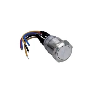 [IZX-SS19W] Bouton poussoir SS19, acier inox, Ø 19 mm, Contact NO+NC, raccordement par fils (précablé)