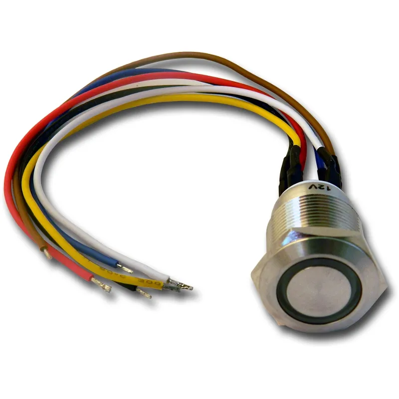 [EVI-TXBPNO/NFE] Bouton poussoir inox NO/NF éclairé (bi-couleur) . Alimentation 12 Vcc