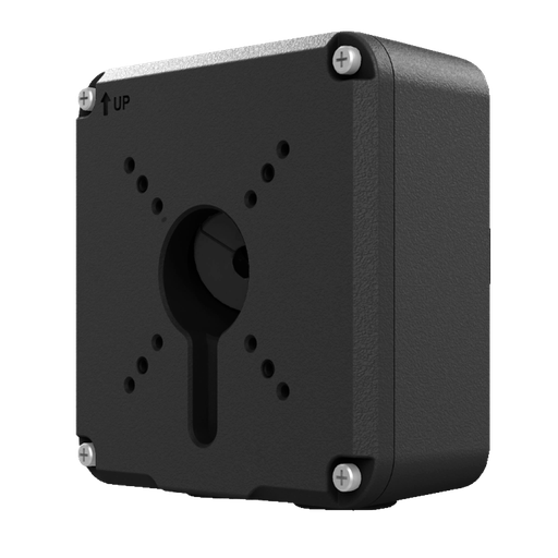 [UNV-TR-JB07-D-IN-BLACK] Boîte de connexion noir pour caméra  Dimensions 125x125x55mm  Compatible avec gammes UNV (dôme avec support mur, IPC212x, IPC23x, IPC25x, IPC26x, IPC74x)  Antivandale IK10  Permet de réaliser la connexion des éléments  + Entrée câble par le fond 