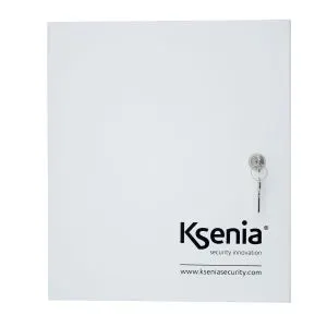 [KSI-BM1/25W] Boîtier métallique blanc Ksenia 255x295x85mm avec serrure latérale, équipé de porte-fusible et fusible 2A et alimentateur switching de 15Vdc- 25W, idéal pour centrale lares 4.0 - 16.