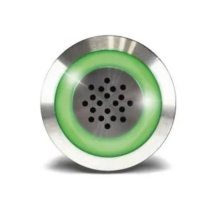 [IZX-BZ19G12] Buzzer en acier inoxydable BZ, Ø 19 mm, 12V DC, continu 85 dB à 30 cm, Halo lumineux vert , raccordement bornes à vis