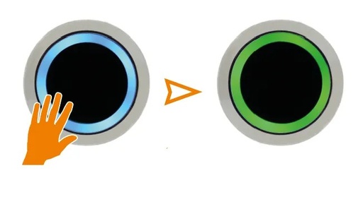 [IZX-IRS38] Capteur Infrarouge IRS, diamètre du perçage 38 mm, 12/24V DC, Halo bleu/vert, relais temporisé