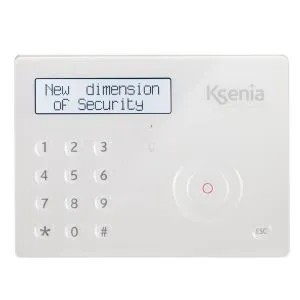 [KSI-ERGO-SW] Clavier ergo-S avec grand écran graphique LCD en technologie Soft-Touch, lecteur de proximité (lit les mini-Tag KS°) avec vérif audio sur Bus, capteur de température avec vis pour montage encastré dans la boîte DIN503. Blanc.