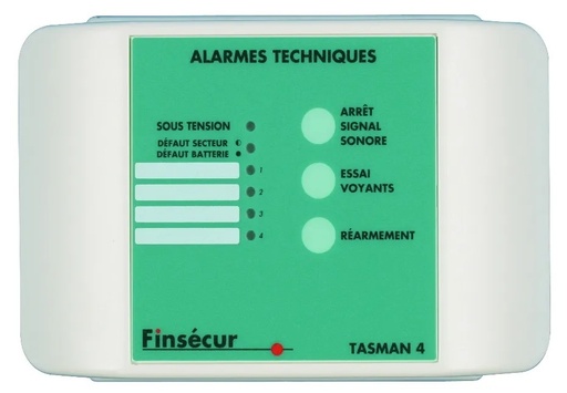 [FIN-ATECO901] TASMAN 2 - Coffret d'alarme technique 2 entrées contacts secs NO/NF. Alimentation 230V + pile 9V. Sortie alimentée et report d'alarme par 2 contacts inverseurs.