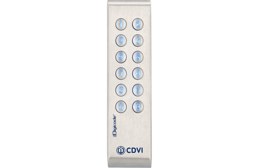 [CDV-PROFILBT] Clavier codé Digicode® fin 4.0 BlueTooth - Rétro-éclairé - 3 relais déportés – 100 codes - 12/48V - Config via App "CDVI" - Gestion du partage des accès, gestion tranches horaires, via App Utilisateur "my Digicode"