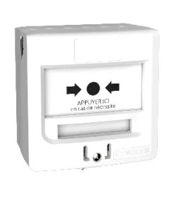 [NTR-5711B1] DM 2 contacts en saillie ou encastrable BLANC "APPUYER ICI"