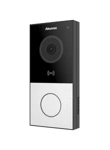 [AKU-E12W] Interphone video ultra compact SIP avec 1 bouton (Video & Lecteur de carte), Caméra 2MP grand angle 123°. Bluetooth + WIFI +carte SD. Saillie uniquement
