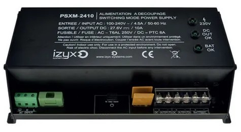 [IZX-PSXM-1210] Module alimentation chargeur (secourue) PSXM, 14M, 230V AC / 12V DC (13,8V) / 10A, voyant d'état face avant, triple protection en sortie (court-circuit / surcharge / surtension)