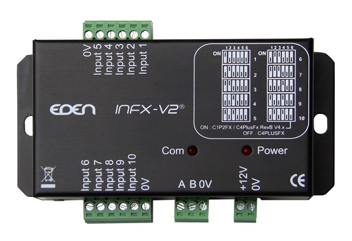 [EDN-10004] Module d'extention INFX 10 entrées TOR Communication sur BUS RS485 jusqu'a 10 modules INFX par centrale. Alim 12Vdc non fourni