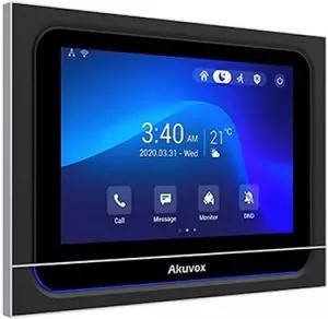 [AKU-X933W-NOIR] Moniteur SIP d'intérieur avec ecran LCD tactile 7'', caméra et wifi + bluetooth (Version Android), Façade plastique