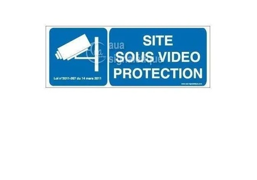 [ADE-3927-B-P-200] Panneau Site Sous Vidéo Protection 200x75 mm PVC 1,5mm
