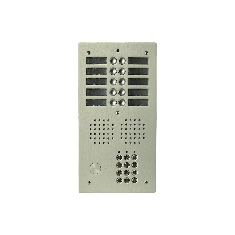 [EVI-UHRCL2010/CH] Platine aluminium HAUT-RISQUE audio 10 appels 2 rangées avec clavier Anodisée CHAMPAGNE