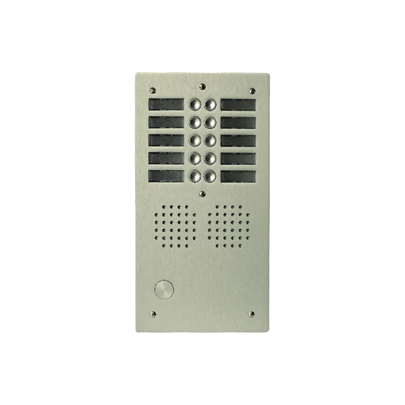 [EVI-UHR2010/CH] Platine aluminium HAUT-RISQUE audio 10 appels 2 rangéesAnodisée CHAMPAGNE