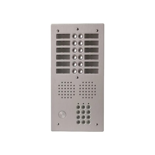 [EVI-UHRCL2012] Platine aluminium HAUT-RISQUE audio 12 appels 2 rangées avec clavier