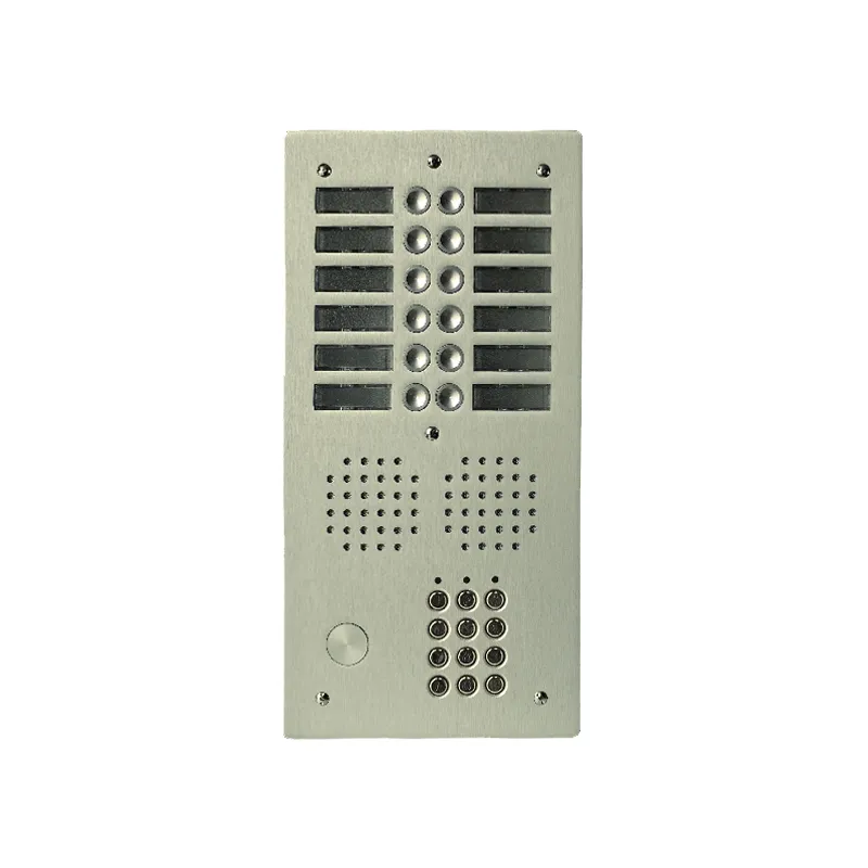 [EVI-UHRCL2012/CH] Platine aluminium HAUT-RISQUE audio 12 appels 2 rangées avec clavier Anodisée CHAMPAGNE