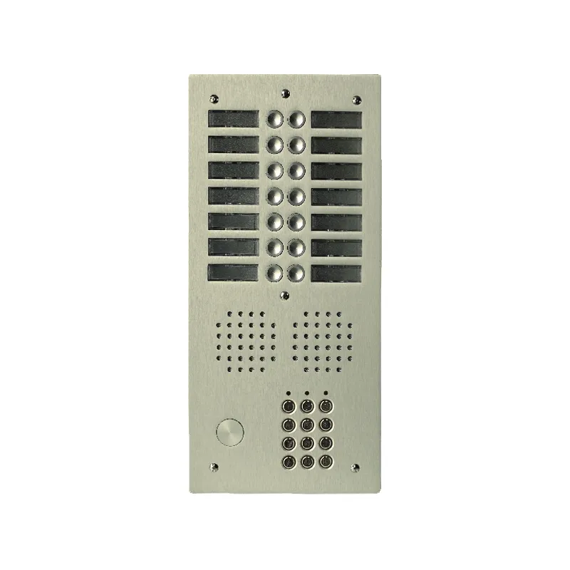 [EVI-UHRCL2014/CH] Platine aluminium HAUT-RISQUE audio 14 appels 2 rangées avec clavier Anodisée CHAMPAGNE