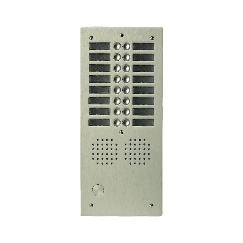 [EVI-UHR2016/CH] Platine aluminium HAUT-RISQUE audio 16 appels 2 rangées Anodisée CHAMPAGNE