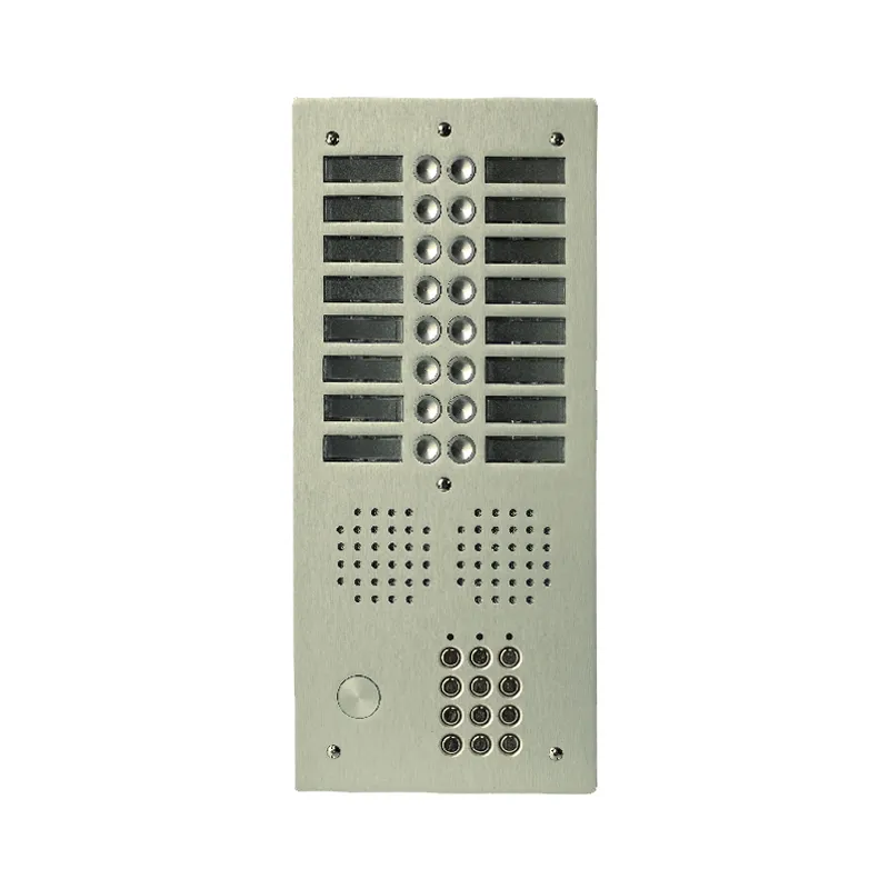 [EVI-UHRCL2016/CH] Platine aluminium HAUT-RISQUE audio 16 appels 2 rangées avec clavier Anodisée CHAMPAGNE