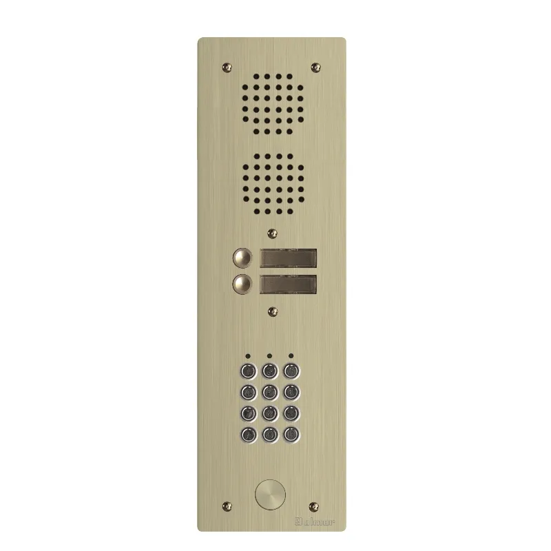 [EVI-UHRCL1002/CH] Platine aluminium HAUT-RISQUE audio 2 appels 1 rangée avec clavier Anodisée CHAMPAGNE