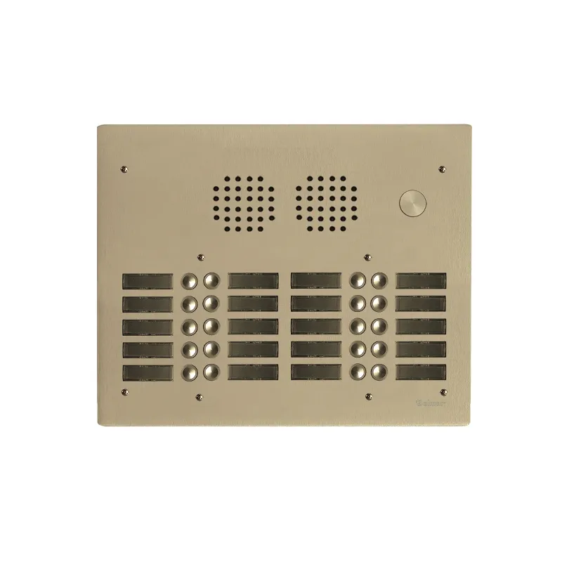 [EVI-UHR4020/CH] Platine aluminium HAUT-RISQUE audio 20 appels 4 rangées Anodisée CHAMPAGNE