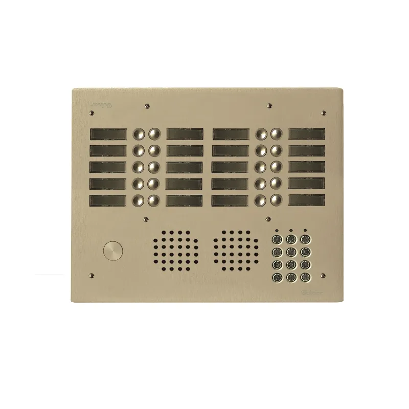 [EVI-UHRCL4020/CH] Platine aluminium HAUT-RISQUE audio 20 appels 4 rangées avec clavier Anodisée CHAMPAGNE