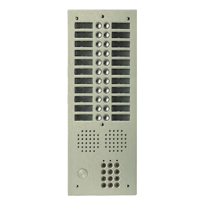 [EVI-UHRCL2022/CH] Platine aluminium HAUT-RISQUE audio 22 appels 2 rangées avec clavier Anodisée CHAMPAGNE