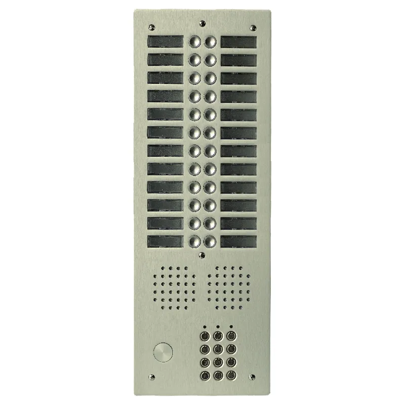 [EVI-UHRCL2024/CH] Platine aluminium HAUT-RISQUE audio 24 appels 2 rangées avec clavier Anodisée CHAMPAGNE
