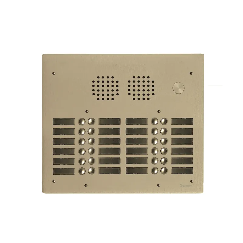 [EVI-UHR4024/CH] Platine aluminium HAUT-RISQUE audio 24 appels 4 rangées Anodisée CHAMPAGNE