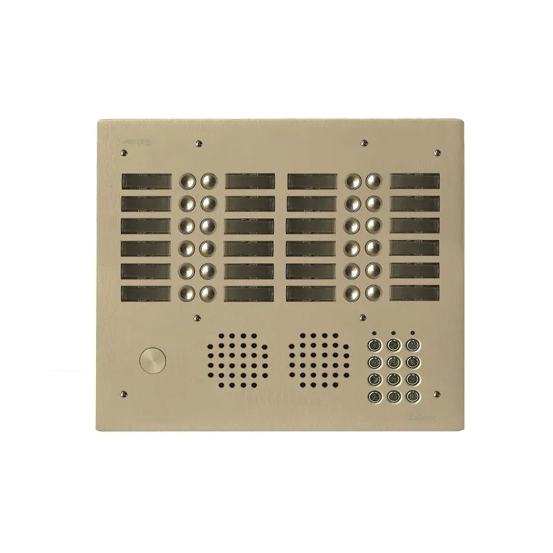 [EVI-UHRCL4024/CH] Platine aluminium HAUT-RISQUE audio 24 appels 4 rangées avec clavier Anodisée CHAMPAGNE