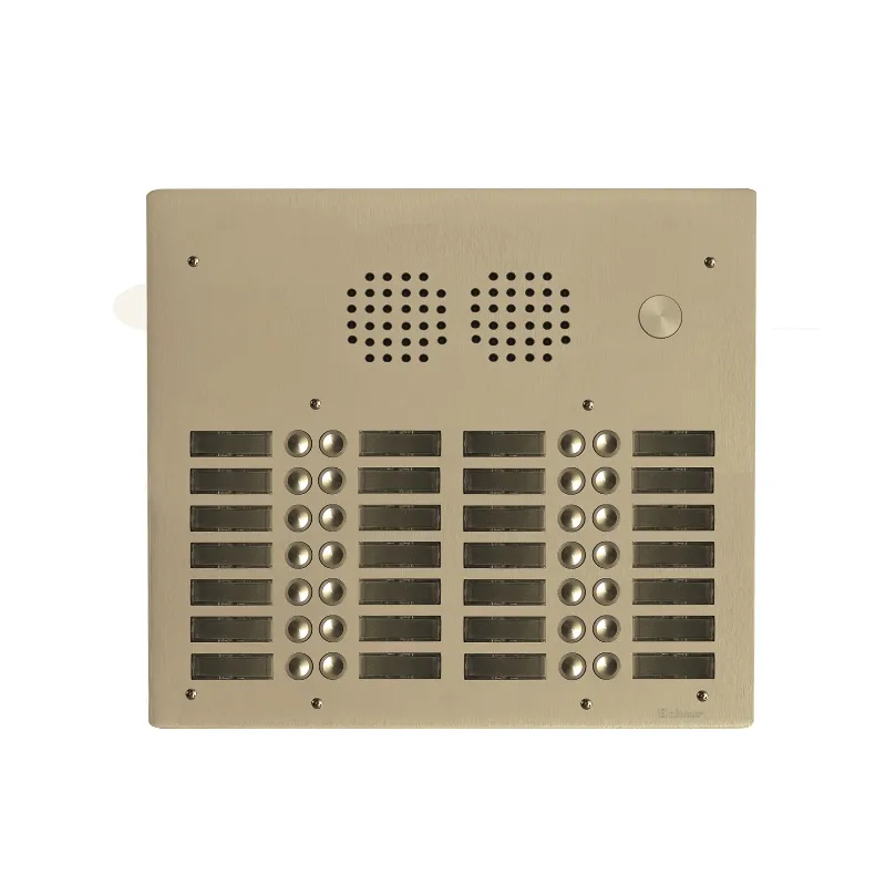 [EVI-UHR4028/CH] Platine aluminium HAUT-RISQUE audio 28 appels 4 rangées Anodisée CHAMPAGNE