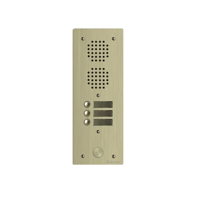 [EVI-UHR1003/CH] Platine aluminium HAUT-RISQUE audio 3 appels 1 rangée Anodisée CHAMPAGNE