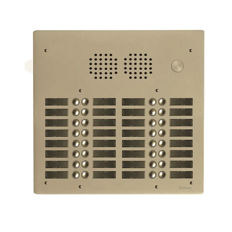 [EVI-UHR4032/CH] Platine aluminium HAUT-RISQUE audio 32 appels 4 rangées Anodisée CHAMPAGNE