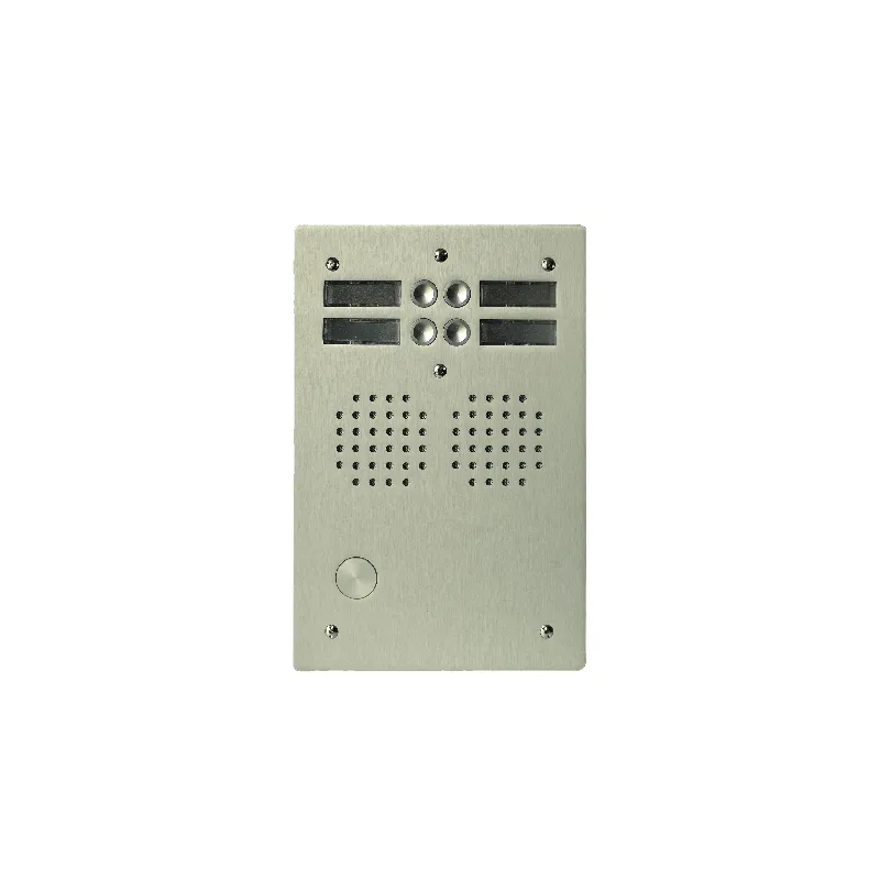 [EVI-UHR2004/CH] Platine aluminium HAUT-RISQUE audio 4 appels 2 rangées Anodisée CHAMPAGNE