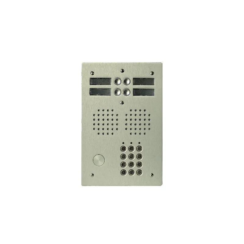 [EVI-UHRCL2004/CH] Platine aluminium HAUT-RISQUE audio 4 appels 2 rangées avec clavier Anodisée CHAMPAGNE
