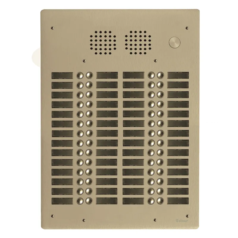 [EVI-UHR4056/CH] Platine aluminium HAUT-RISQUE audio 56 appels 4 rangées Anodisée CHAMPAGNE