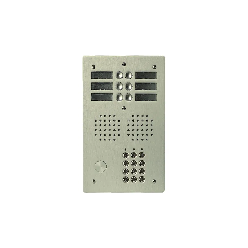 [EVI-UHRCL2006/CH] Platine aluminium HAUT-RISQUE audio 6 appels 2 rangées avec clavier Anodisée CHAMPAGNE