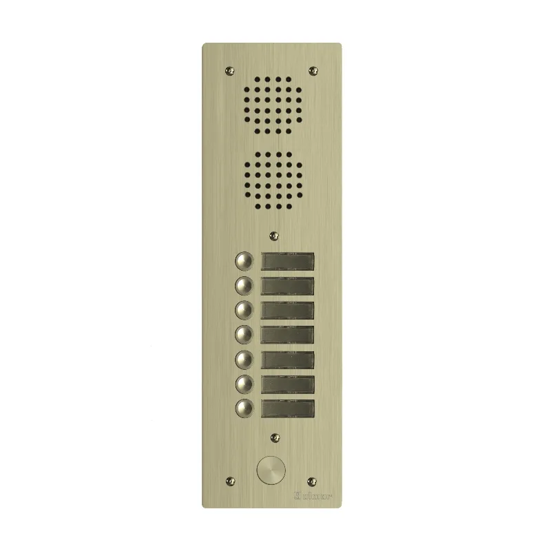 [EVI-UHR1007/CH] Platine aluminium HAUT-RISQUE audio 7 appels 1 rangée Anodisée CHAMPAGNE