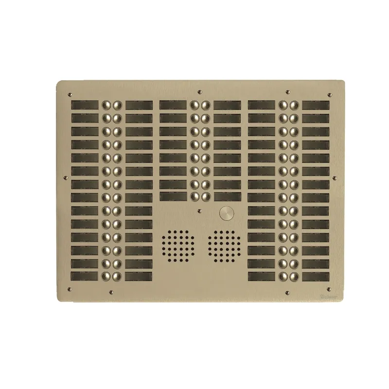 [EVI-UHR6072/CH] Platine aluminium HAUT-RISQUE audio 72 appels 4 rangées Anodisée CHAMPAGNE