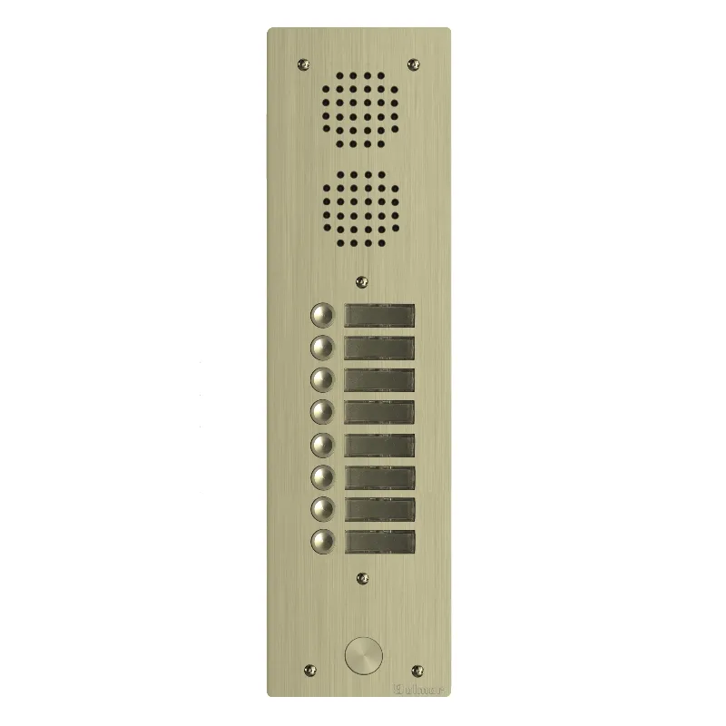 [EVI-UHR1009/CH] Platine aluminium HAUT-RISQUE audio 9 appels 1 rangée Anodisée CHAMPAGNE