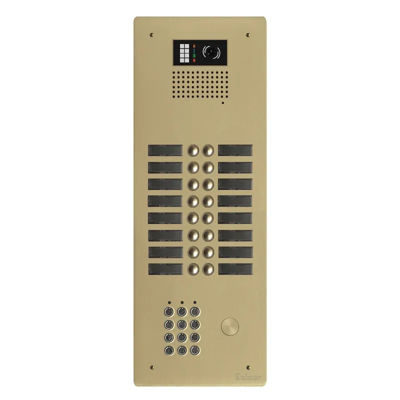 [EVI-GTV62CL/216CH] Platine aluminium HAUT-RISQUE audio/vidéo  (GB2)  16 boutons 2 rangées + clavier  Anodisée Champagne