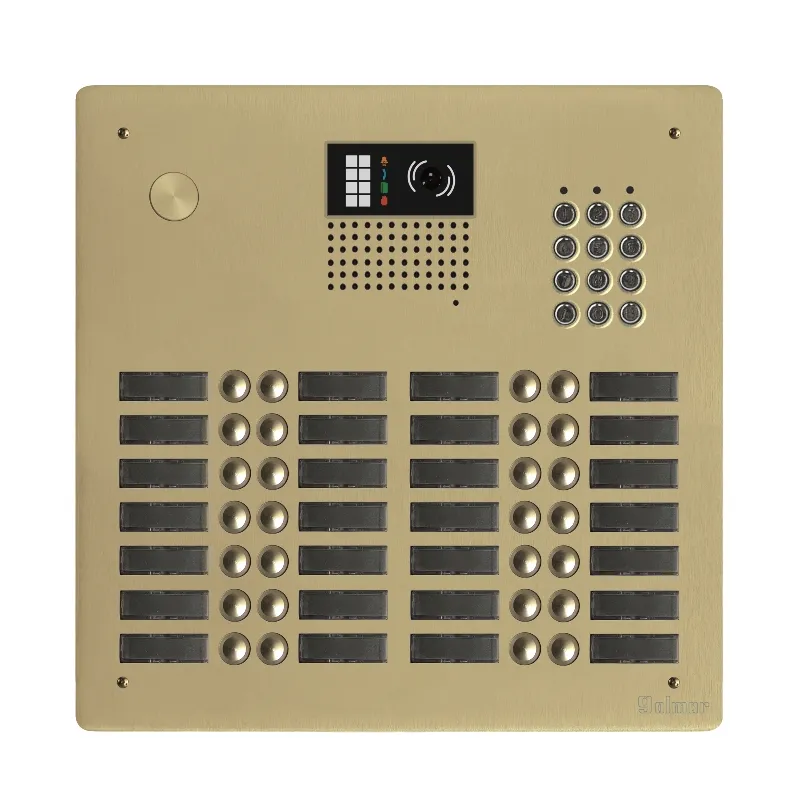 [EVI-GTV62CL/428CH] Platine aluminium HAUT-RISQUE audio/vidéo  (GB2)  28 boutons 4 rangées + clavier  Anodisée Champagne