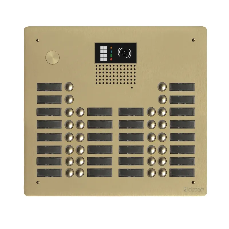 [EVI-GTV62/428CH] Platine aluminium HAUT-RISQUE audio/vidéo  (GB2)  28 boutons 4 rangées Anodisée Champagne