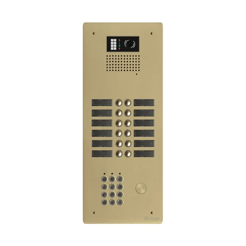 [EVI-GTV62CL/212CH] Platine aluminium HAUT-RISQUE audio/vidéo (GB2)   12 boutons 2 rangées + clavier  Anodisée Champagne