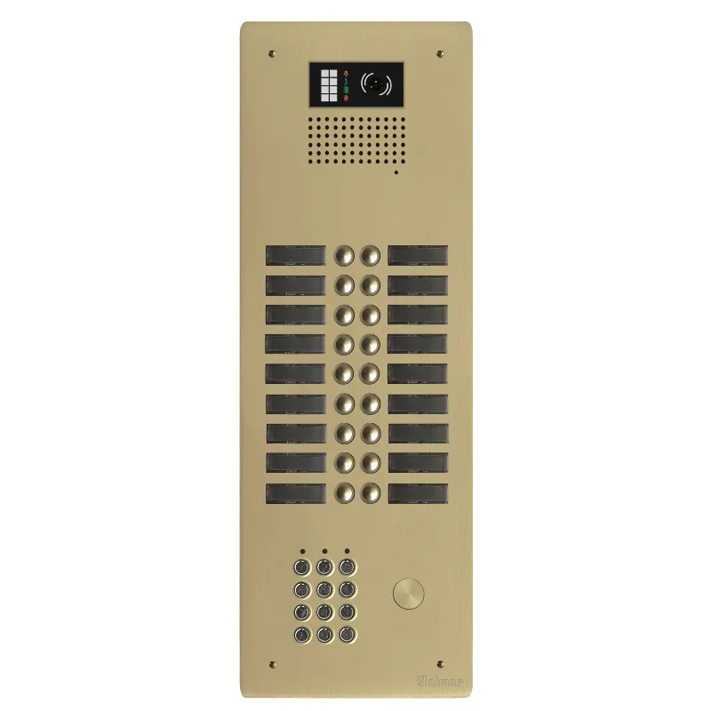 [EVI-GTV62CL/218CH] Platine aluminium HAUT-RISQUE audio/vidéo (GB2)   18 boutons 2 rangées + clavier Anodisée Champagne